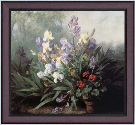 framed  Barbara Bodichon Landscape with Irises, Ta3078-1